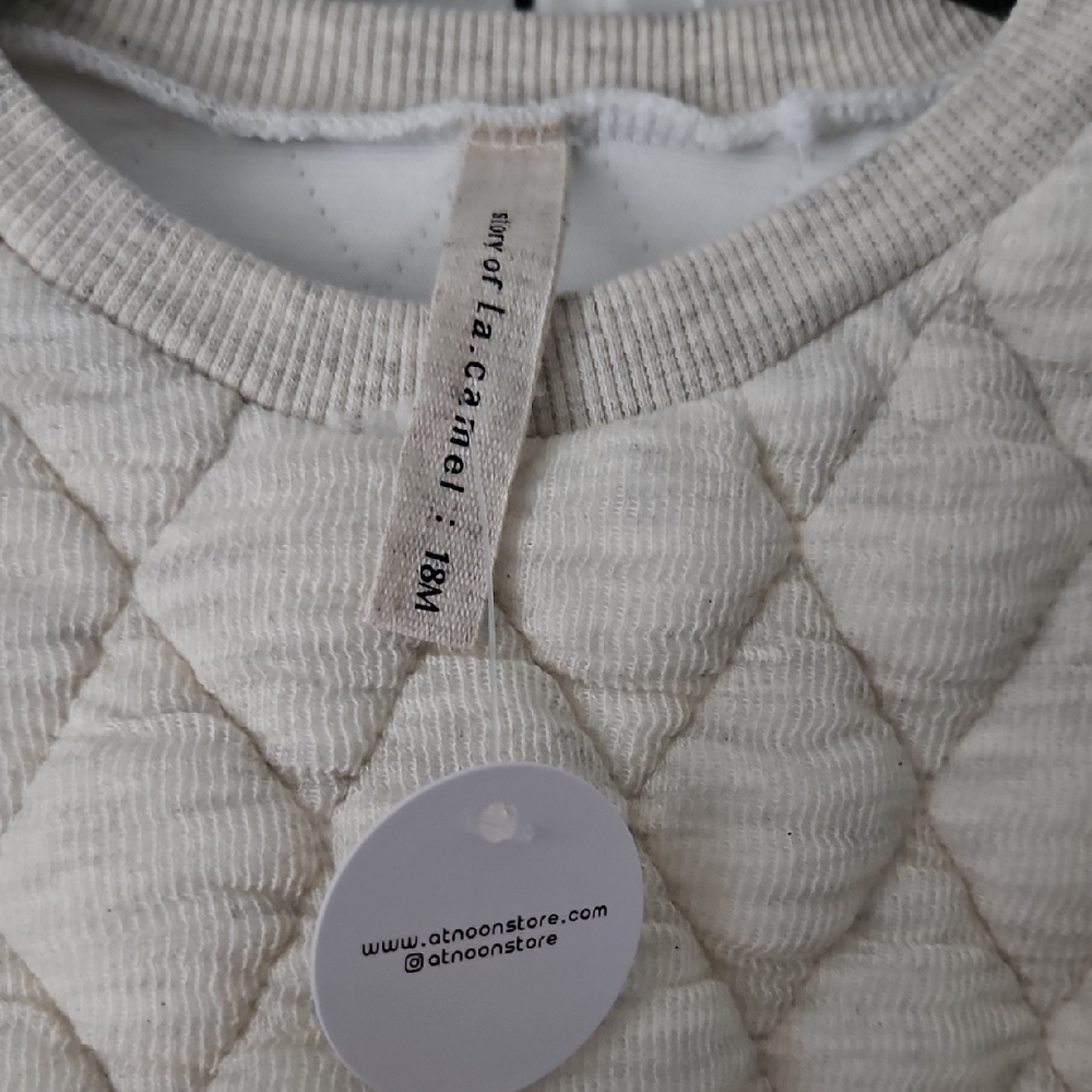 Quilted Cream Kids Romper - Picture 2 of 8